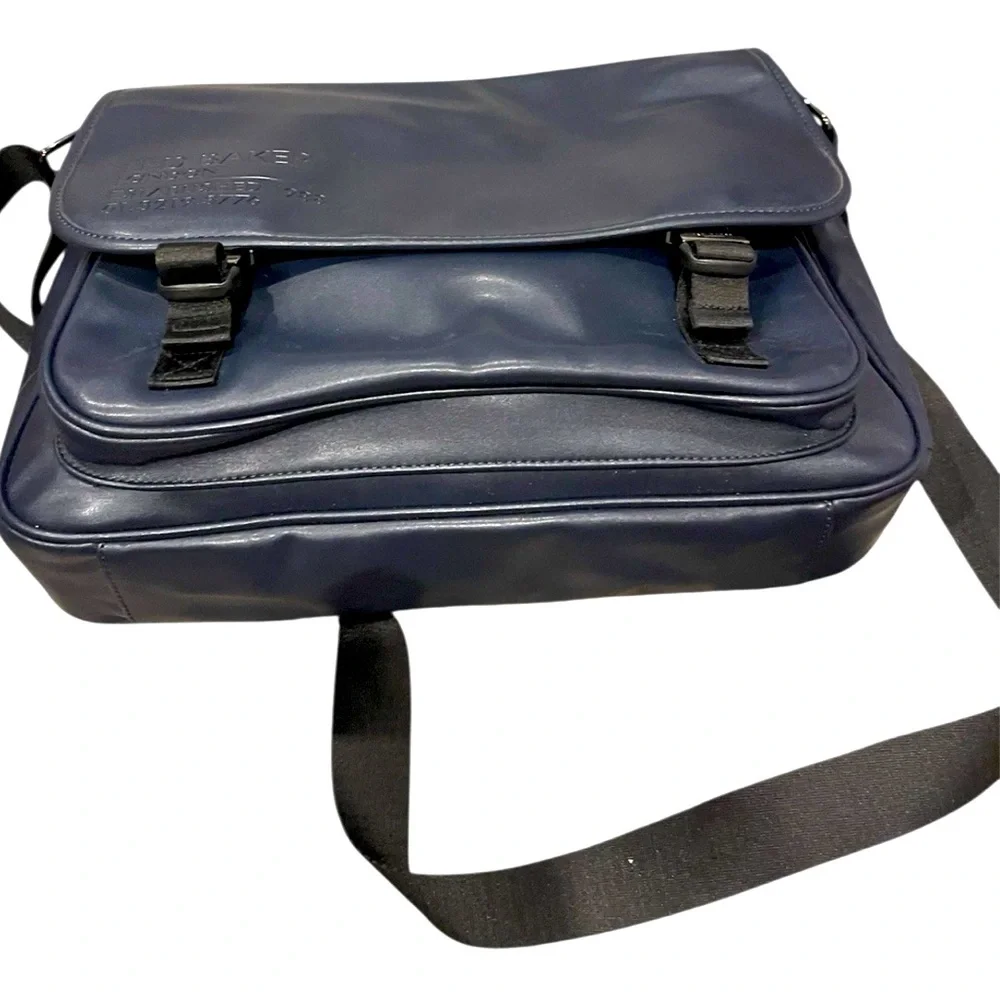 Ted Baker London Messenger Laptop Crossbody Shoulder Bag Briefcase Navy